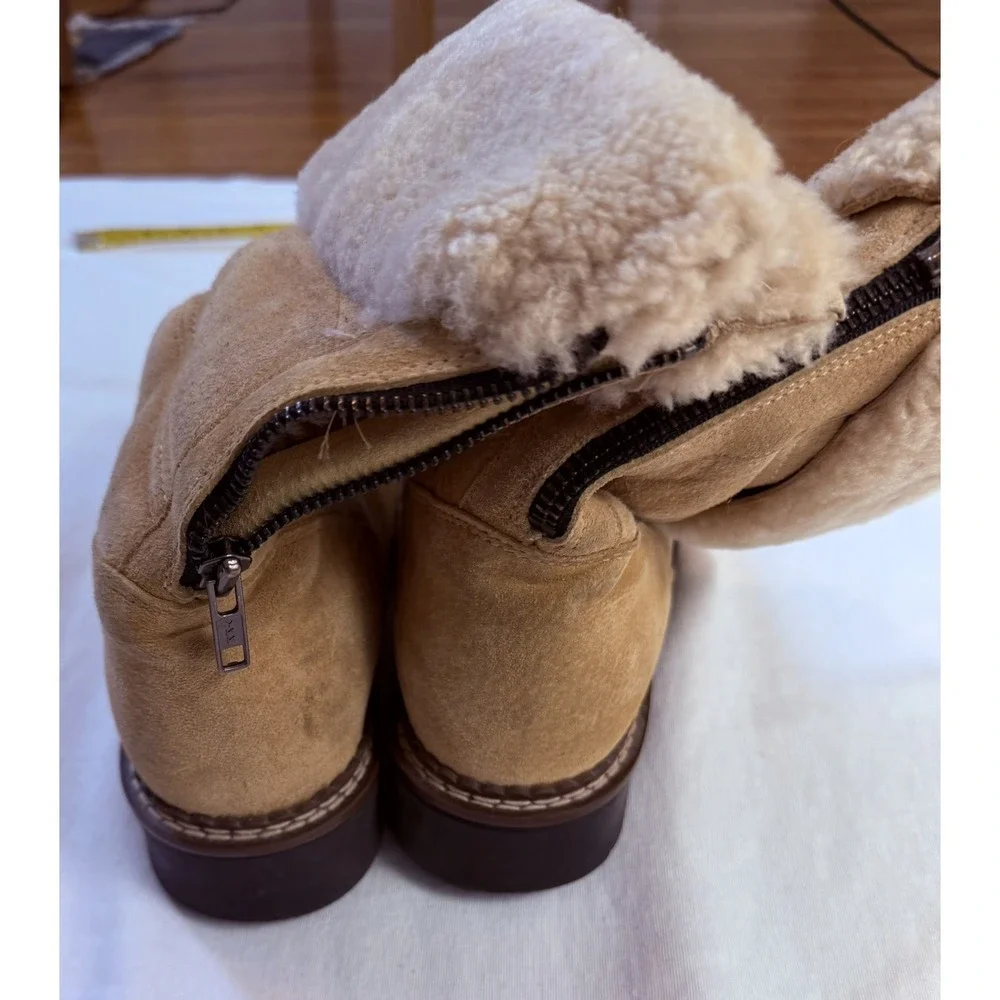 Blondo Shearling Tall Boots Women's size 9 Waterproof Mouton Canada Suede Tan